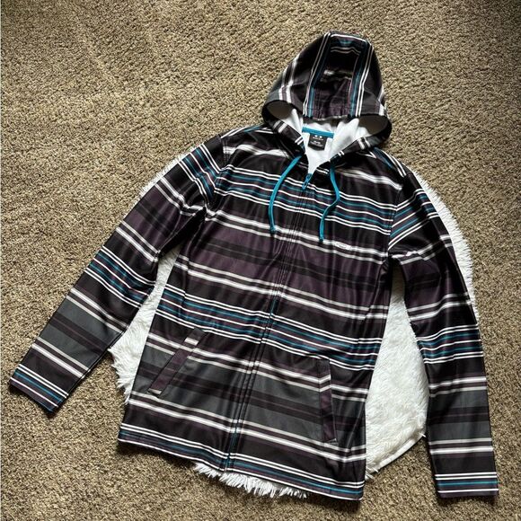 Oakley Jacket Hooded Striped Mens Size Medium - Picture 1 of 8